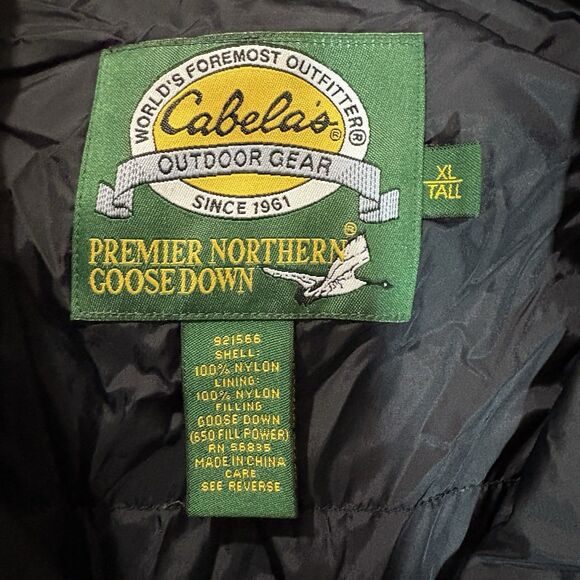 Cabelas Down Puffer Vest Mens XLT Black Goose Down 650 Fill Power Outdoor Gear - Picture 3 of 6